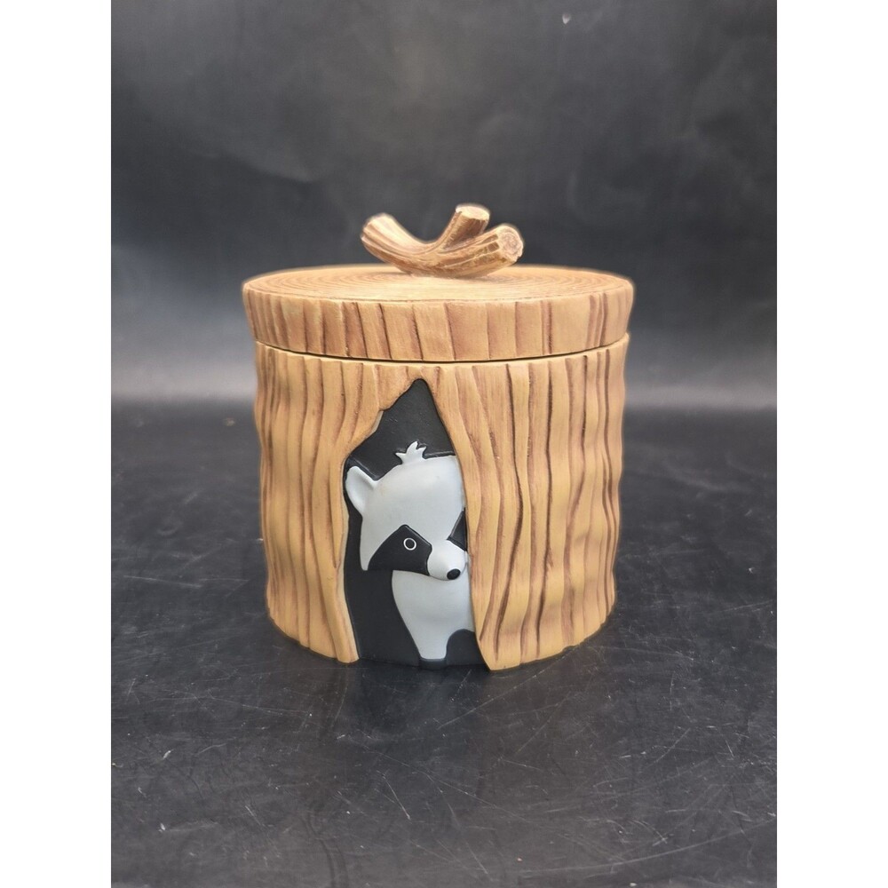 Mainstays Ceramic Raccoon Vanity Cotton Ball Jar Kids Bathroom